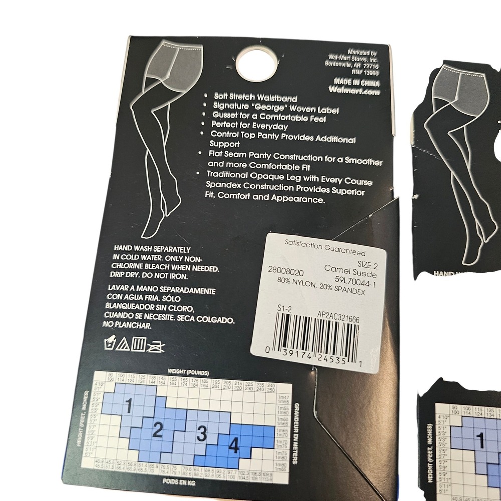 George Womens Tights Bundle 5 Pairs Size 2 Black Brown Camel Diamond Control Top - Picture 6 of 9